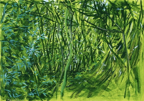 Intertwined Trees, 10" x 14", acrylic on canvas, 2005.